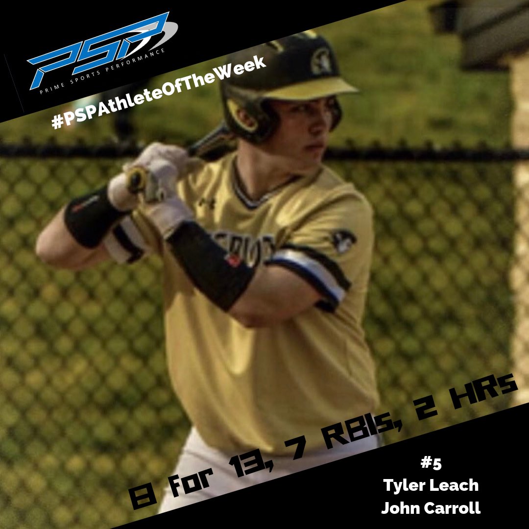 The #PSPAthleteOfTheWeek goes to Tyler Leach (<a href="/_15tl/">F</a>), who has been mashing the ball in a loaded John Carroll lineup... this past week Tyler hit .615 with 7 RBIs and 2 dingers as the Patriots continue to improve on their 10-3 record 💪🏻⚾️ #MauerWithPower