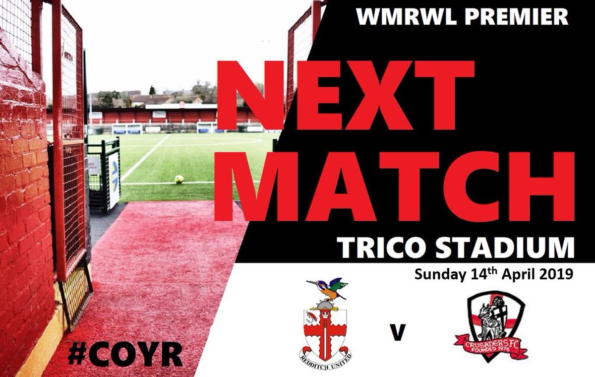 FIXTURE: <a href="/RedditchWomen/">Redditch United Women</a> are HOME in action this Sunday (14th April) vrs Crusaders LFC. 

🏆 WMRWL Prem Div 
🆚 @CrusadersLFC 
📍 Trico Stadium (B97 4RN) 
⏰ 2pm kick off 
🎟️ FREE ENTRY!

🔴⚫️ Come &amp; Support Our Red's Women! 🔴⚫️ 
#UnitedForAll #BackTheGirls