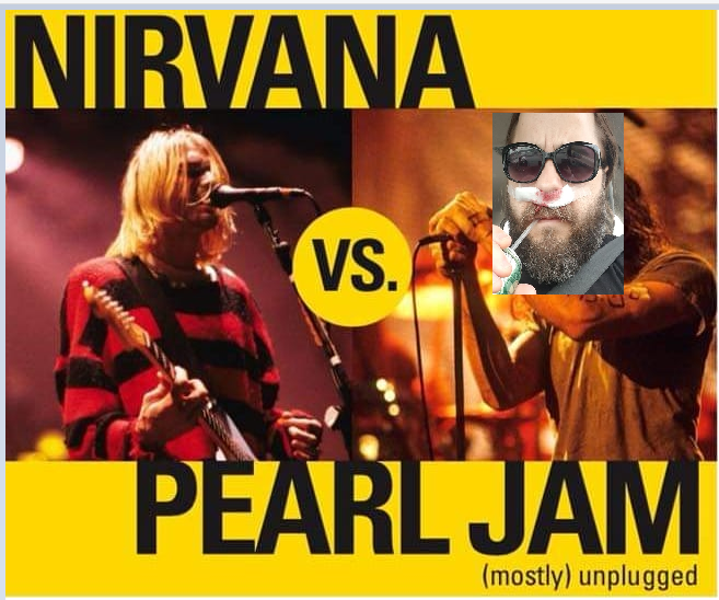 TheBantamBreaks's tweet photo. Joshua is going the extra mile for this performance, getting facial reconstruction surgery to look more like Eddie Vedder. @AmplifyConcerts #nirvanavspearljam #atlantalocalmusic #dedication https://t.co/kwOZ2YpifX