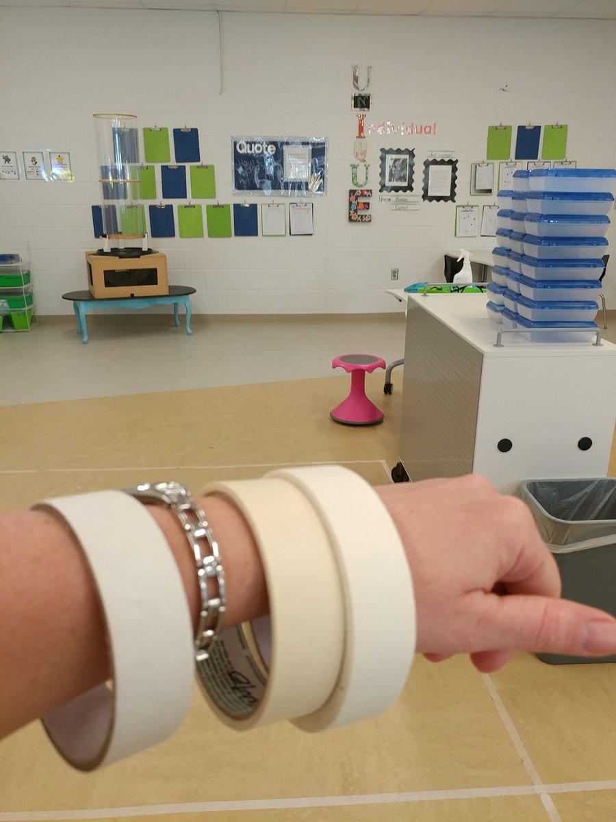 The high fashion of #Makerspace, masking tape bangles are all the rage.