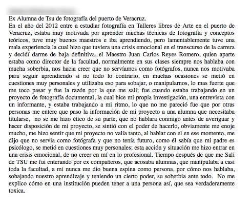 Desde Fotógrafas en Mexico apoyamos las denuncias de las estudiantes de fotografía de la Universidad Veracruzana en contra del maestro Juan Carlos Reyes Romero. #MeTooFotografosMexicanos  #metooUV #YoSITeCreo #UniversidadVeracruzana #FueraAbusadoresdelaUV