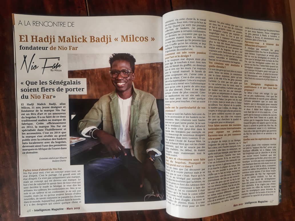 niofarbymilcos's tweet photo. Another one 😊 Merci Intelligences Magazine pour cette interview accordée à Milcos, le créateur de @niofarbymilcos #madeinsenegal #menwithstyle #madeinafrica #fashionbrand https://t.co/mq5CkKENEd