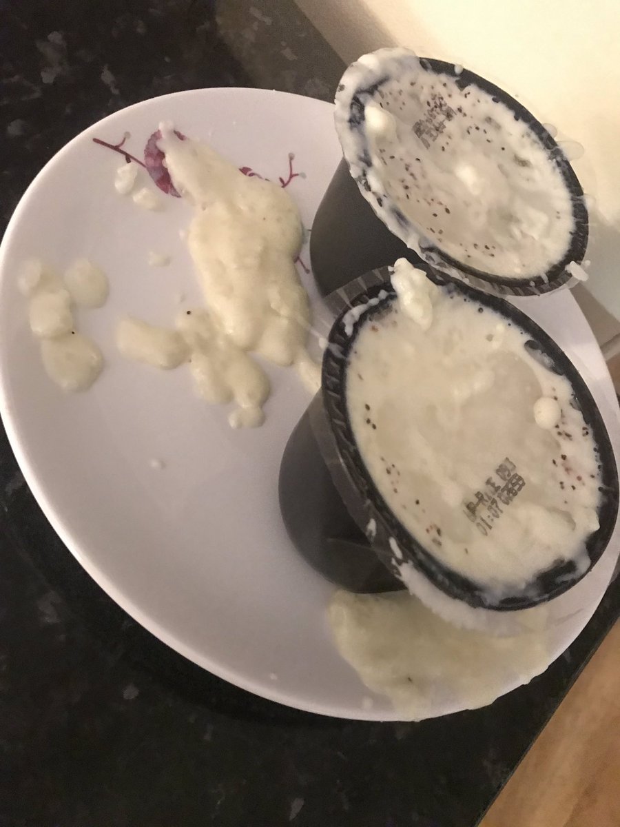 KazeeWo's tweet photo. @waitrose clotted cream rice puddings @Ocado ..Followed the cooking instructions but proceeded to blow up in my microwave? Not impressed https://t.co/hTXszMLxEu