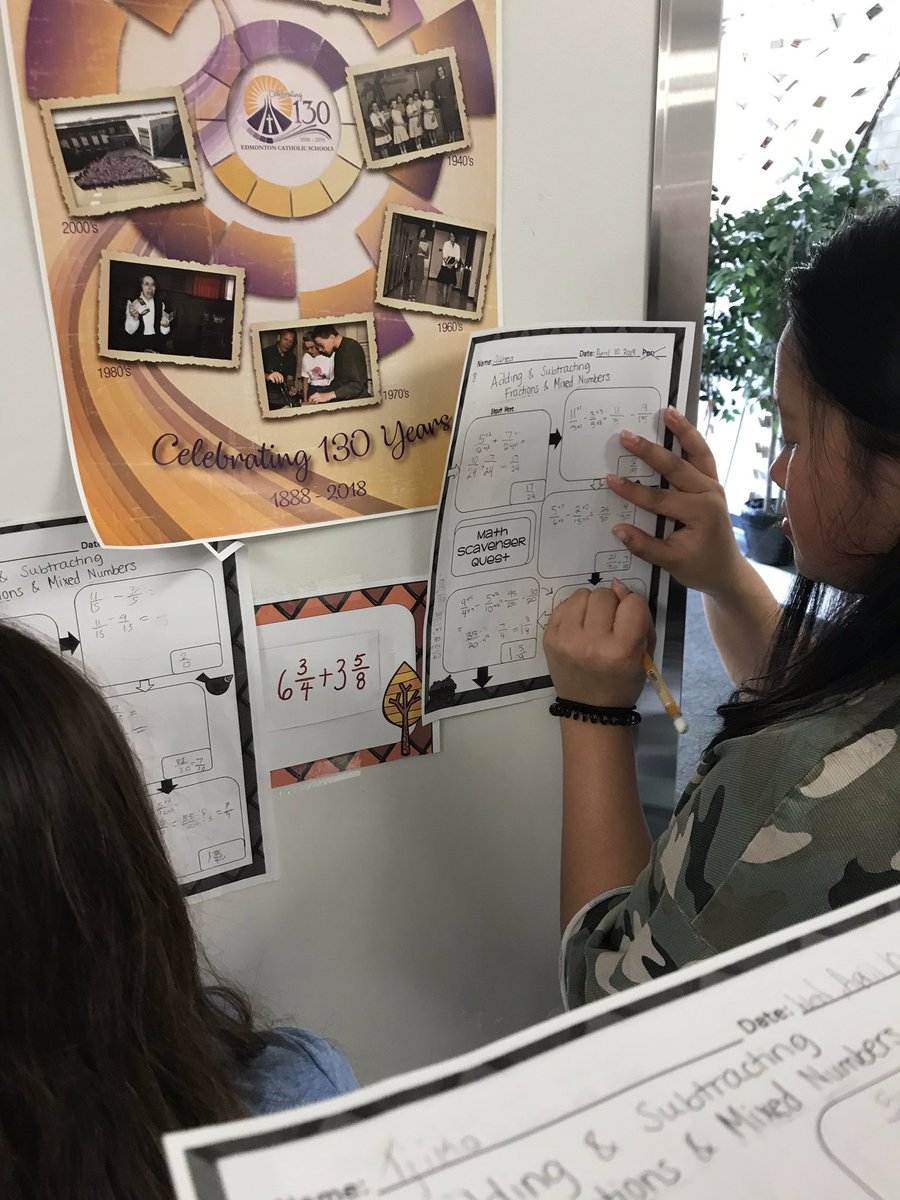 StMarkECSD's tweet photo. Math Scavenger Hunt in grade 7. Great collaboration and learning. #thinkwriteroar #ECSDFaithInspires https://t.co/0yCD0tWM6v