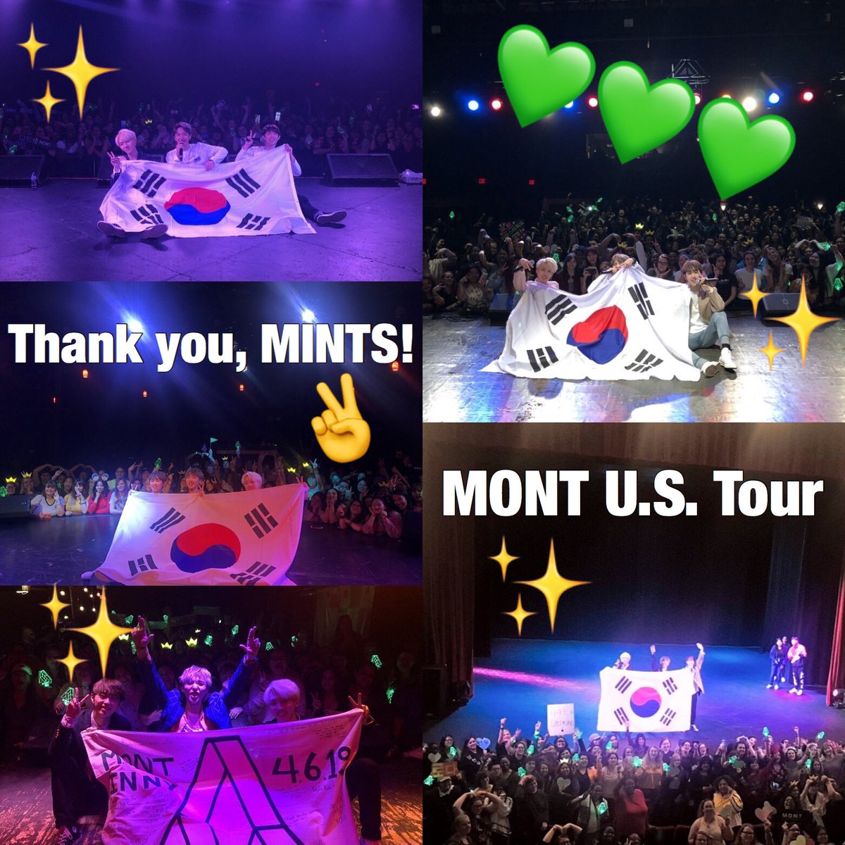 mont_mint_us's tweet photo. Hi, MINTS! #MONT’s U.S. tour wrapped up successfully and with plenty of MINTS’ love! We would love to hear and see stories or pictures you had from the tour!

Tell us your most exciting, heart-melting, or crazy moments from the tour with the tag #MONTinUS ! 🥰 https://t.co/fqgZYMZmoC