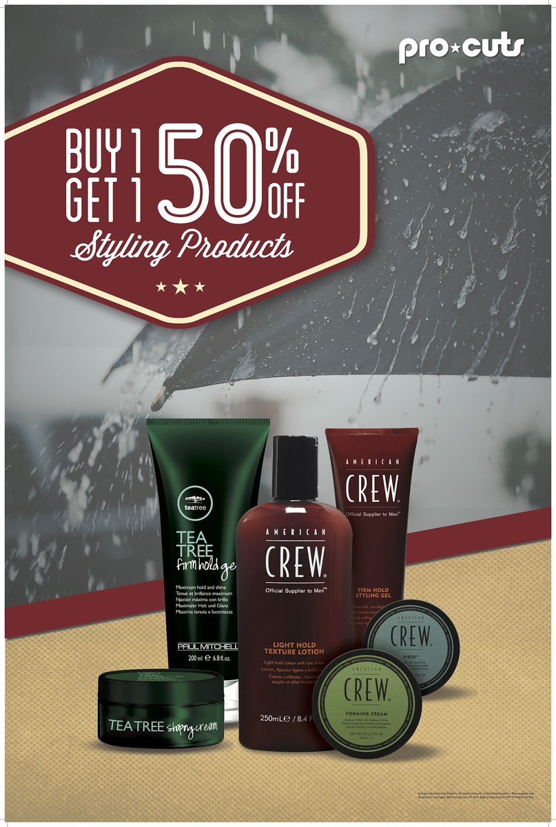 Pro_Cuts's tweet photo. All styling products are BOGO 50% off NOW at participating Pro-Cuts! Shop this exclusive deal while you can, sale ends April 30! https://t.co/yoSk5MHFc1