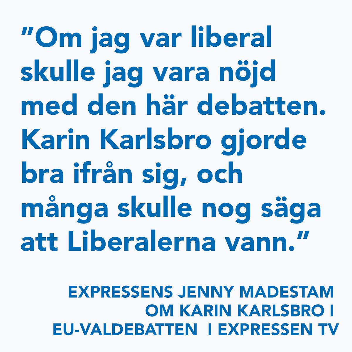 liberalerna's tweet photo. Karin Karlsbro on 🔥 i Expressen TV:s EU-debatt!!!!
💪😃🇪🇺 https://t.co/g3m6JgcZQd