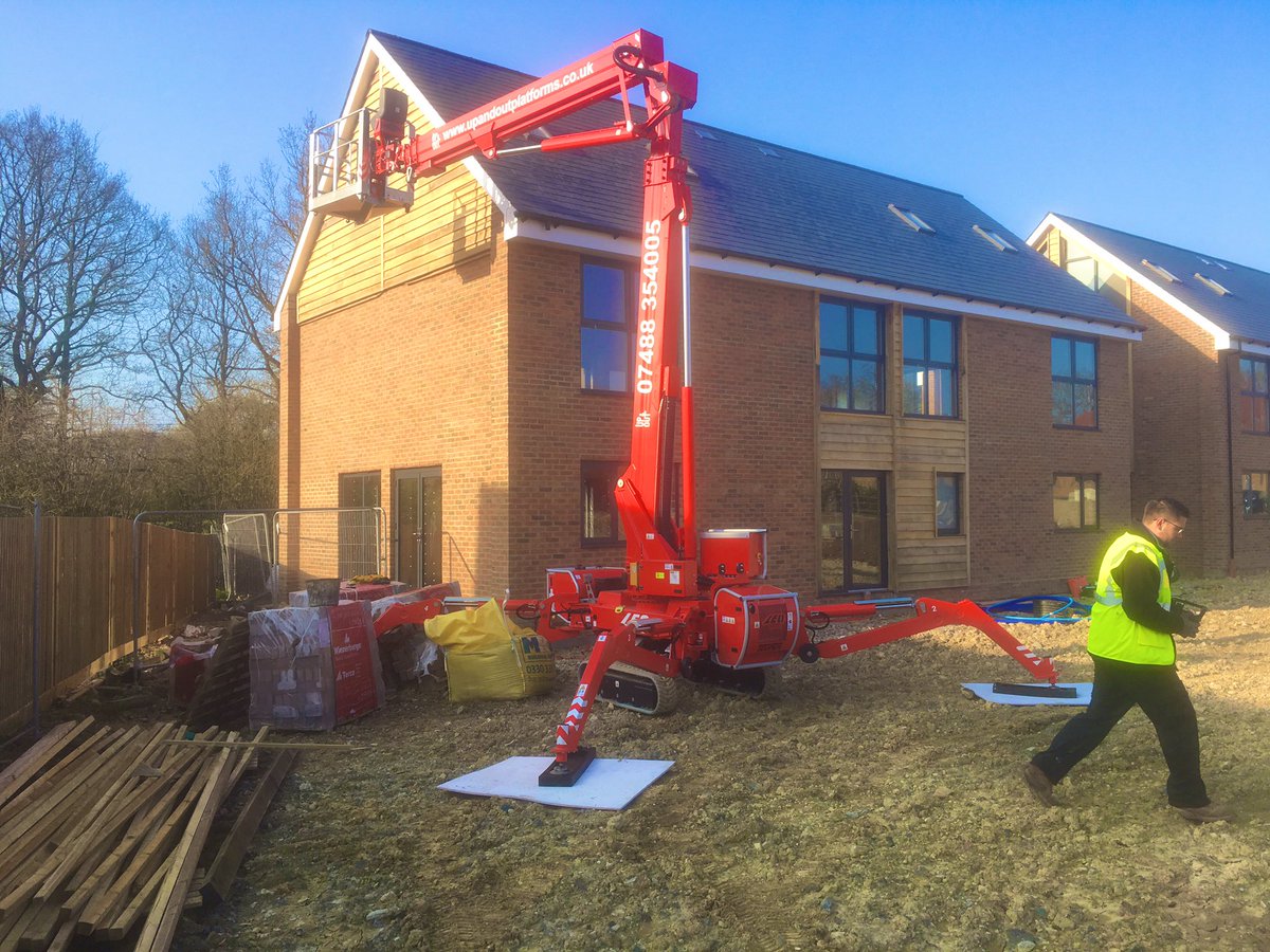 UPlatforms's tweet photo. @UPlatforms were recently asked to assist a building #developer to get his #carpentry &amp; #mastic teams up  to complete some snagging works that scaffolding had been removed from. soft and uneven ground were no issue using our #Teupen Leo21gt #cherrypicker#mewp https://t.co/0MsEOLcpNa