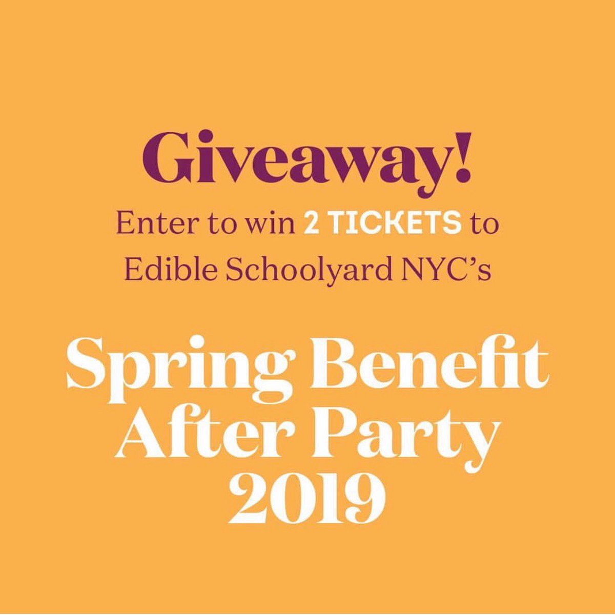 Support my favorite charity <a href="/ESYNYC/">EdibleSchoolyardNYC</a> &amp; win admission for 2 to their Spring Benefit After Party in NYC! Simply follow @esynyc (on IG) and comment on their giveaway post to enter! #ediblebenefit #giveaway #makeadifference #edibleschoolyardnyc