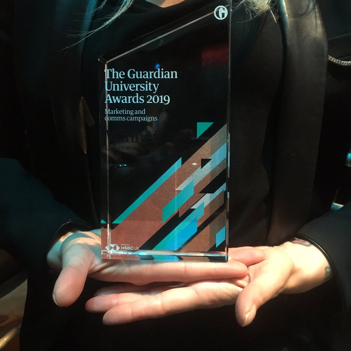 ElliottSandra's tweet photo. We won! @UoLondon @GdnUniversities #Gdnuniawards #Leadingwomen Best Marketing and Communications campaign. So proud 😍 https://t.co/3lL80kDDQr