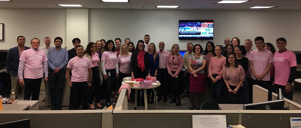 lidapreyma's tweet photo. Proud of our Toronto CM Regulatory Controls and COB teams for supporting the International Day of Pink! Treat others as you want to be treated. See something, say something! #DayofPink #BMOPride https://t.co/H4ZoemdrOK