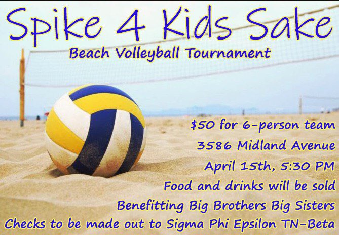 Whether you want to play volleyball or not, come out to SigEp Monday night 5:30PM and support <a href="/BBBSA/">Big Brothers Big Sisters of America</a> with us! #S4KS