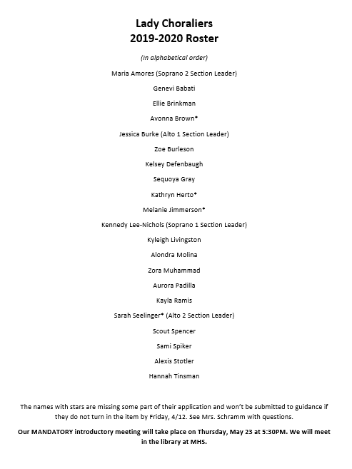 ladychoraliers's tweet photo. Congratulations to the 2019-2020 Lady Choraliers! https://t.co/VJfCJ5WlDy