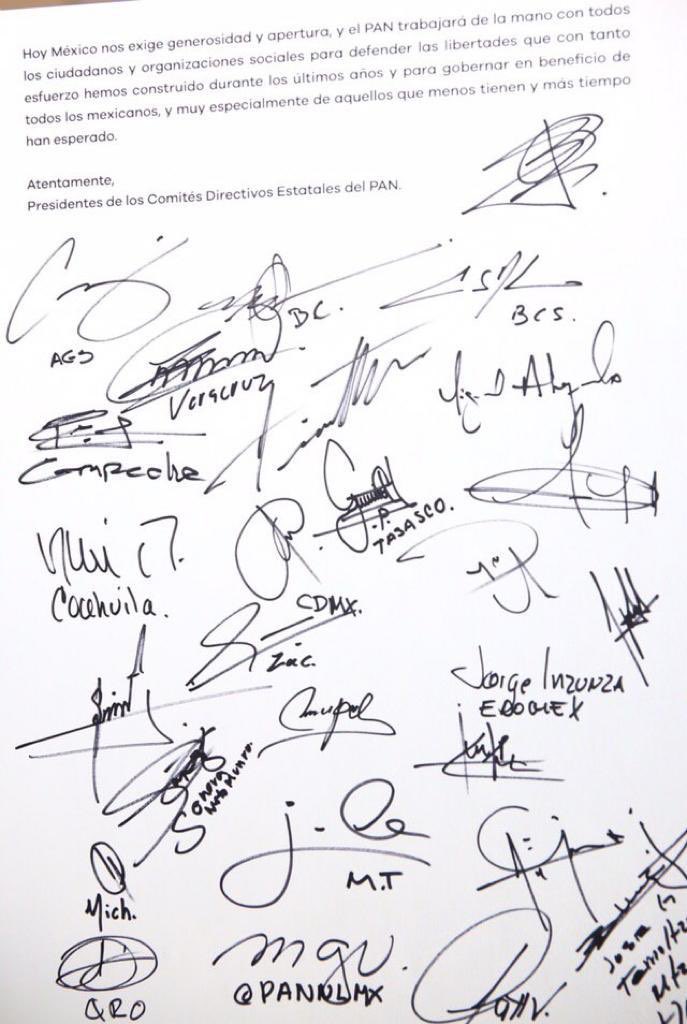 Y aquí les comparto la carta donde los jefes estatales de <a href="/AccionNacional/">Acción Nacional</a> de todo el país dejan constancia de su apoyo #Puebla