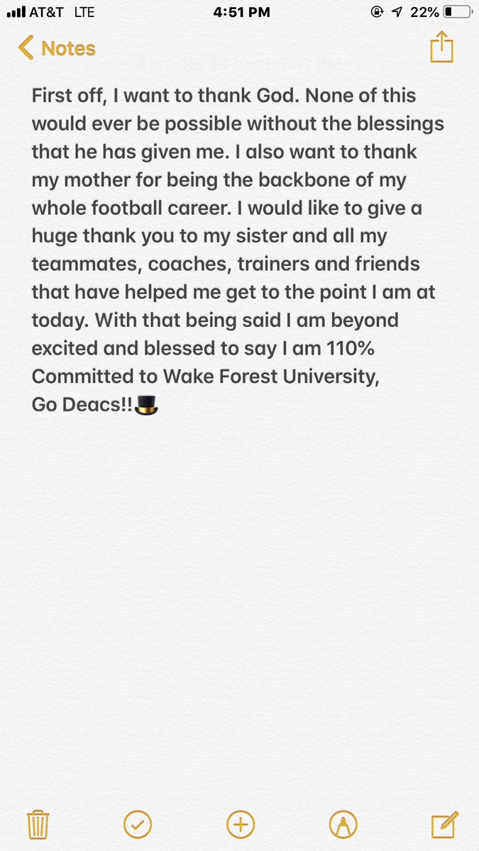 FroggeMichael's tweet photo. 110% committed to Wake Forest University. Excited to be a Demon Deacon!!🎩 https://t.co/nQbSpVJmjM