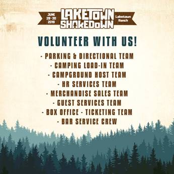 Hey Shakedowners! Its National Volunteer Week! ☀️🤠

We could not put together these amazing festivals without HELP from YOU!! 👩‍🔧👨‍🔧

Looking for a great way to get involved at Laketown Shakedown on the Island this summer? 🎵🎙😎 Sign up here to volunteer: bit.ly/2Bqh0K7