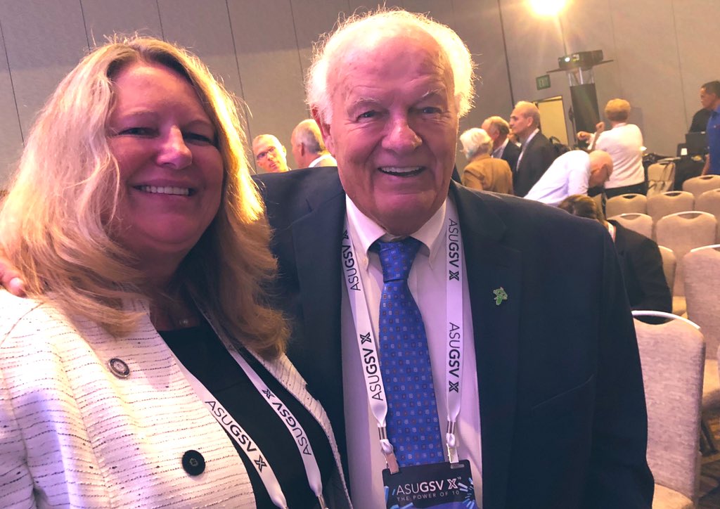 Renowned philanthropist T. Denny Sanford joins @NatUniv leadership at #ASUGSV for presentations on the future of higher education & PreK-6 social emotional learning brought to students with @SanfordHarmony, a program inspired by Mr Sanford to positively impact peer relationships