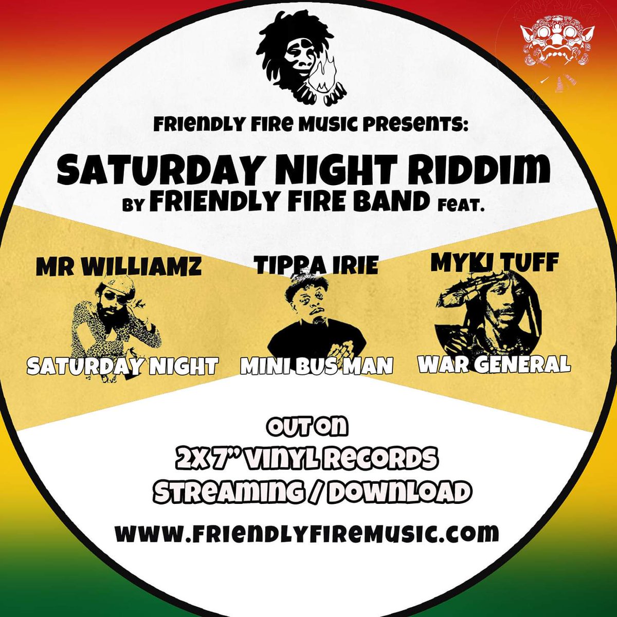 Friendly Fire Band (Reggae) feat. MR.WILLIAMZ / Tippa Irie / Myki Tuff - Reggae Artiste  released on Friendly Fire Music - Label & Studio, produced by Robin Giorno 

See link below to order your copy

👇🏾
 bit.ly/minibus7