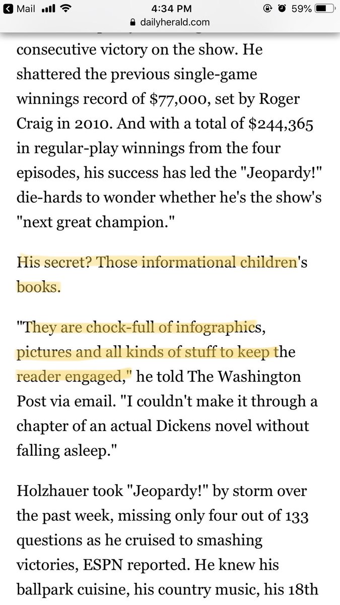 knott_michele's tweet photo. What’s the secret to Jeopardy winner’s success? Children’s books, of course!
Not a secret to us! https://t.co/R91N1IthUz