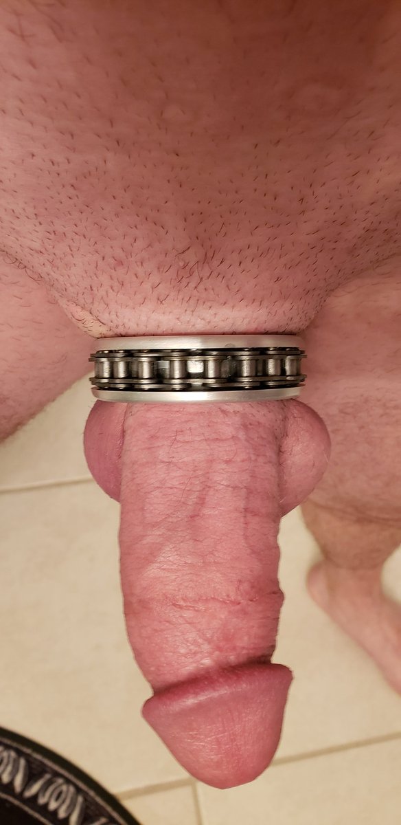 BallisticMetal's tweet photo. @maxandmeganxxx Looks like Max is enjoying his Biker Chain Cockring... #cockring #hardcock #bikerring #bikercockring #chainring https://t.co/XmrvYdIhnV