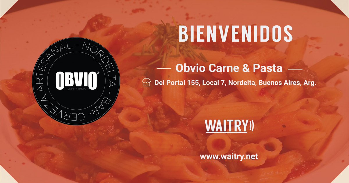 WaitryApp's tweet photo. Obvio Carnes y Pastas es un restaurante ubicado en Nordelta, Buenos Aires con una oferta genial, ubicación y ambiente inmejorables. Además, desde hoy podés hacer tus pedidos con Waitry, sin moverte de la mesa! Bienvenidos! #obvio #carne #pasta #nordelta #buenosaires #waitry #food https://t.co/EsohVgmiMv