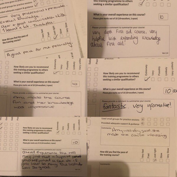 Well it’s been a very busy few months at solitaire training. Here’s just some  feedback from recent first aid courses that Amy has delivered to <a href="/PrimelifeUK/">PrimeLife</a>. Love it when there’s such positive feedback. 😁 #firstaid  #doyouhavetheskillstosavealife?