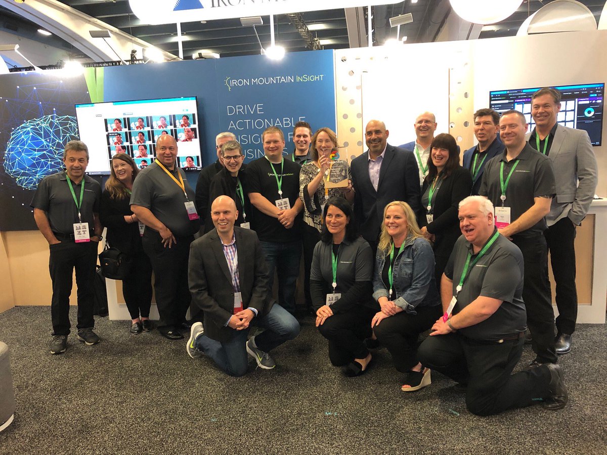 Group photo with our Partner of the Year award. Countless hours of effort from everyone to make this happen.

#googlenext2019 #IRMInSight #AI #MachineLearning <a href="/IronMountain/">Iron Mountain</a> <a href="/googlepartners/">Google Partners</a>