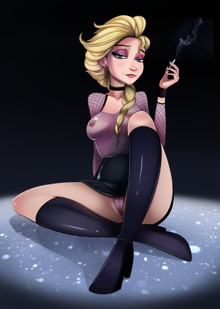 Commission of goth Elsa. It was super fun and I got to experiment with something a bit more explicit ( just available on Patreon for now. I will release it once I am done with my Spider Gwen loop!).