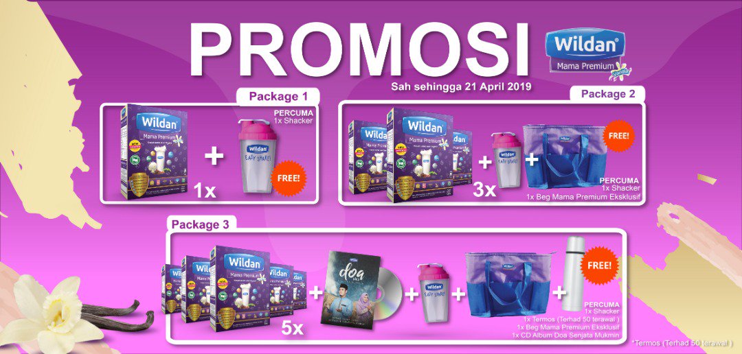 SusuWildan's tweet photo. Pakej WMP Vanila
1. Beli 1 kotak FREE Shaker (RM79)
2. Beli 3 kotak FREE Shaker + Beg Exclusive Mama Premium (RM231)
3. Beli 5 kotak FREE Album Wildan + Beg Exclusive Mama Premium + Shaker + Termos (50 terawal shj) (RM74 x 5 = RM370)

Harga belum masuk kos pos.
#susu #Terbaru https://t.co/POdJv02HMD