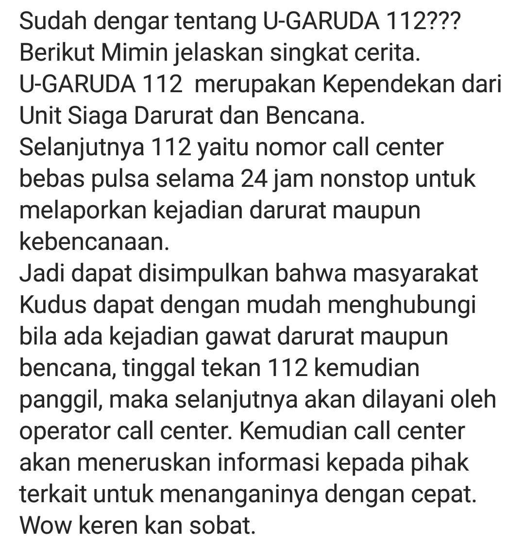 dinaspmd's tweet photo. Hallo #DESAKU diwilayah @Pemkab_Kudus mari bantu sosialisasikan Program U-GARUDA 112.. 

Semoga dapat membantu masyarakat dalam kesiapsiagaan dan kegawatdaruratan.. https://t.co/aoj0A4ir7L