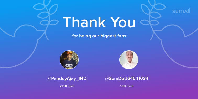kamalkumar121's tweet photo. Our biggest fans this week: @PandeyAjay_IND, @SomDutt64541034. Thank you! via https://t.co/wT9S2BQ0Cv https://t.co/9MSp5kcqTB