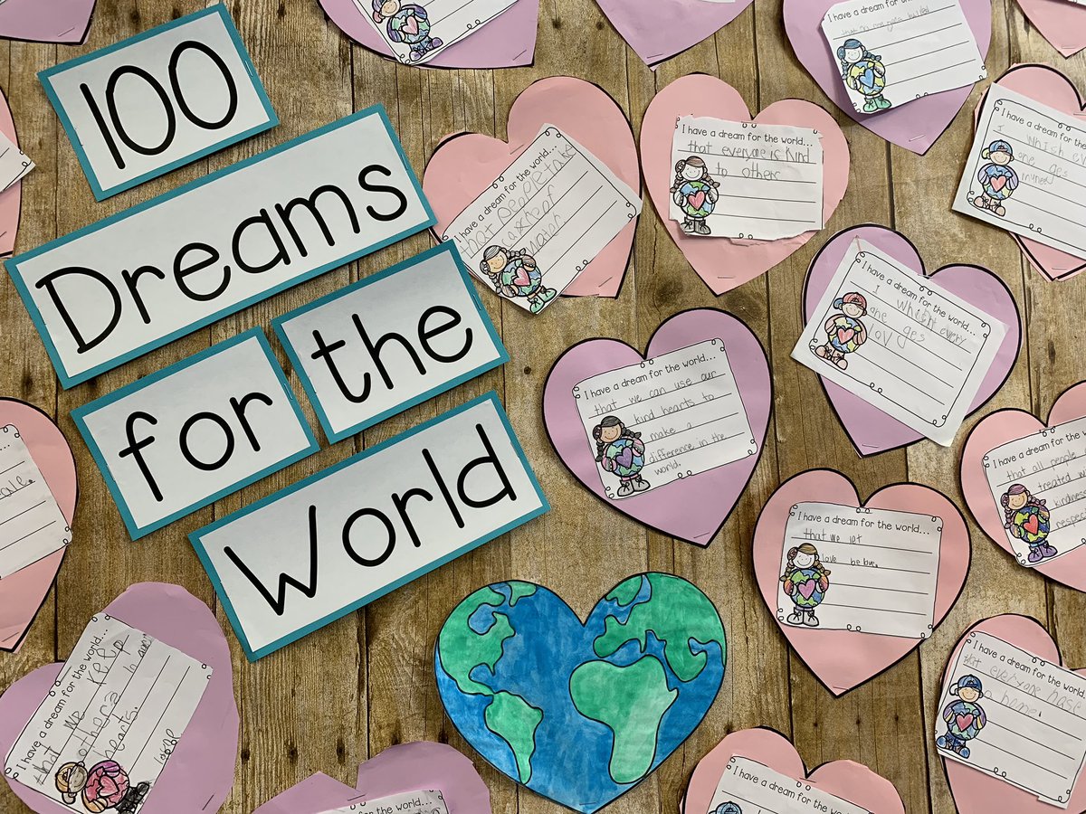 chandra_cosby's tweet photo. A little late! In February we did a month long exploration of kindness and MLK Jr. Students wrote about their dream for the world. #sd33learns https://t.co/MmtLbSICSL