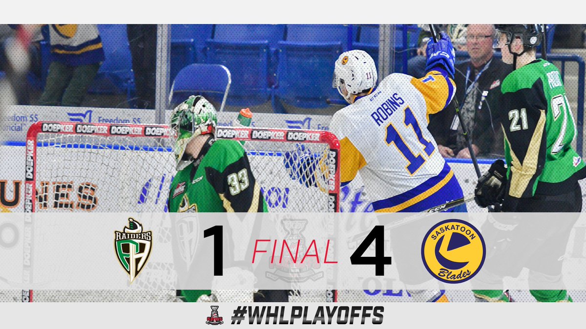 FINAL: <a href="/PARaidersHockey/">x - Prince Albert Raiders</a> (1) at <a href="/BladesHockey/">Saskatoon Blades</a> (4)

SCORING 🗒 | bit.ly/2P4Nz5k
SERIES 📈 Series tied 2-2

#PAvsSAS | #WHLPlayoffs