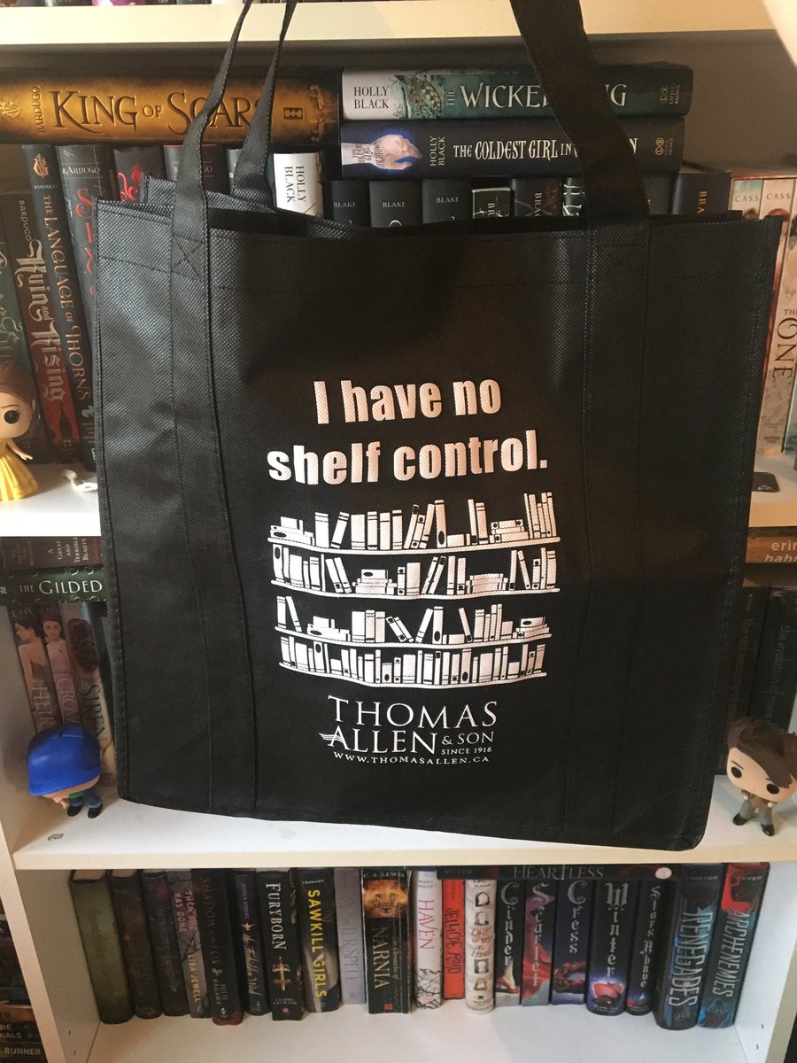 bookswitheather's tweet photo. Look what I got from work! Never have I related to a tote bag this much 😂 #ihavenoshelfcontrol #officemonkey https://t.co/Uh9s4bvx3A