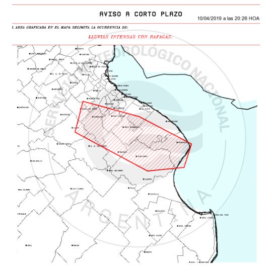 DefensaCivilCh's tweet photo. AVISO METEOROLÓGICO A MUY CORTO PLAZO PARA BRANDSEN - CAÑUELAS - CHASCOMUS - FLORENCIO VARELA - G. BELGRANO - G. LAS HERAS - G. PAZ - LA MATANZA - LA PLATA - LOBOS - MAGDALENA - MARCOS PAZ - P. PERON - P. INDIO - S.M. DEL MONTE - S. VICENTE - POR LLUVIAS INTENSAS CON RAFAGAS.
SMN https://t.co/fesEwFtXoU