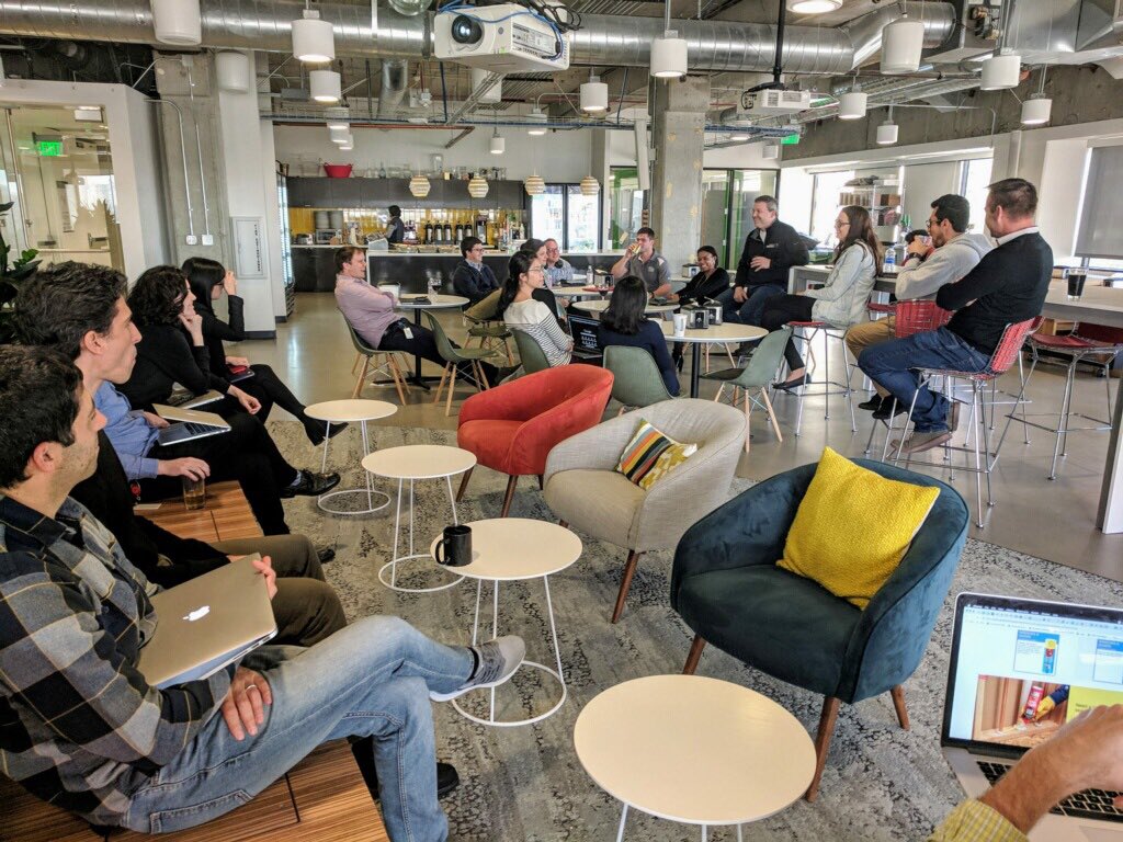 SamEathington's tweet photo. Always enjoy spending time with the @climatecorp team in #SanFrancisco - this trip especially intro-ing our new Science leads, Nikki Davis and Tom Eickhoff! #cooloffice #greatteam #climatelife #agtech https://t.co/Cpp0hr0YZ4