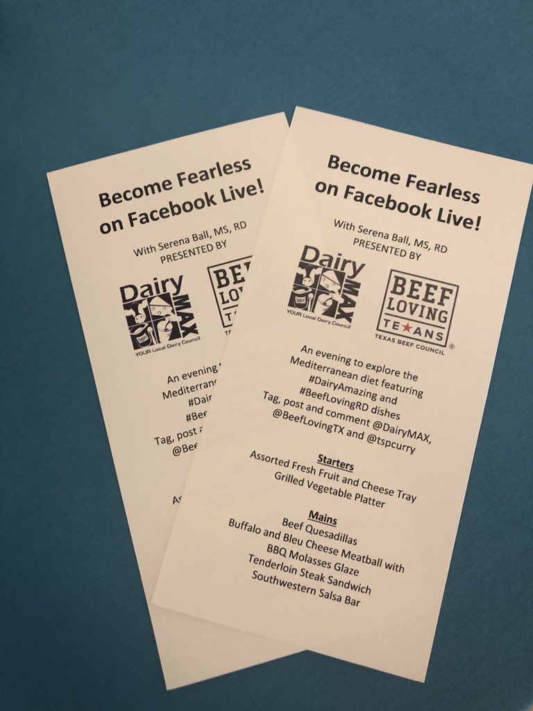 simpleeatsRD's tweet image. Thanks @BeefLovingTX @DairyMAX for kicking off the @eatrighttexas Annual Conference with the Become Fearless on Facebook Live with @tspcurry!