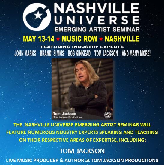 The NASHVILLE UNIVERSE EMERGING ARTIST SEMINAR is May 13-14 &amp; there are only 4 more days of Early Bird registration pricing! You don’t want to miss the stellar line-up of entertainment industry experts including the one &amp; only TOM JACKSON! 

REGISTER NOW! eventbrite.com/e/nashville-un…