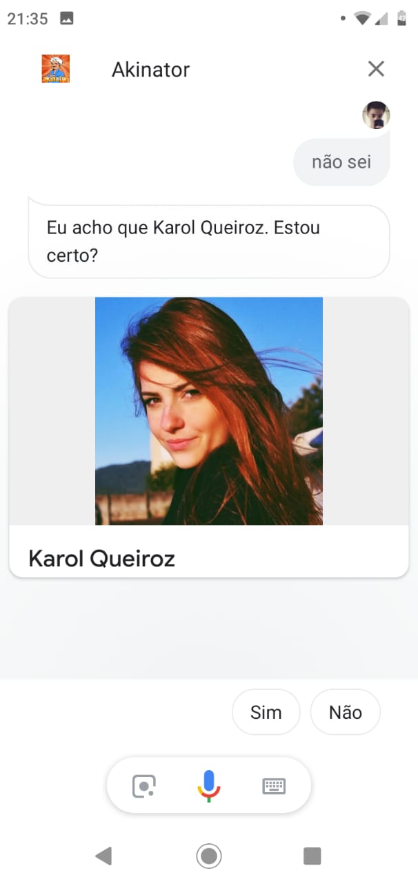 Joi on X: descobri que dá pra jogar akinator pelo google assistant e ELE  CONHECE A @mkarolqueiroz ❤️ adora preto? hahahahha   / X