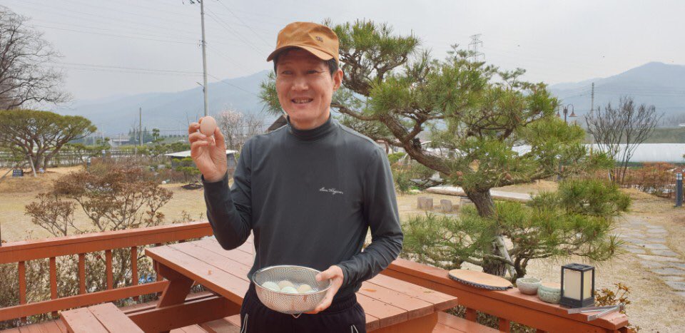 버튼“전원에서 풀어 키운거라 건강식으로 짱일거에요.”

 모악산근처에서 자연인 생활하시는 지인께서 이른아침에 푸르스름색을 띤 천계계란 한판과 천계 한 마리를 가져오셨다.

귀한 정성을 받고보니 몸둘바 모르겠다. 넉넉하고 훈훈한 인심이 넘치는 시골생활이 그래서 좋다.