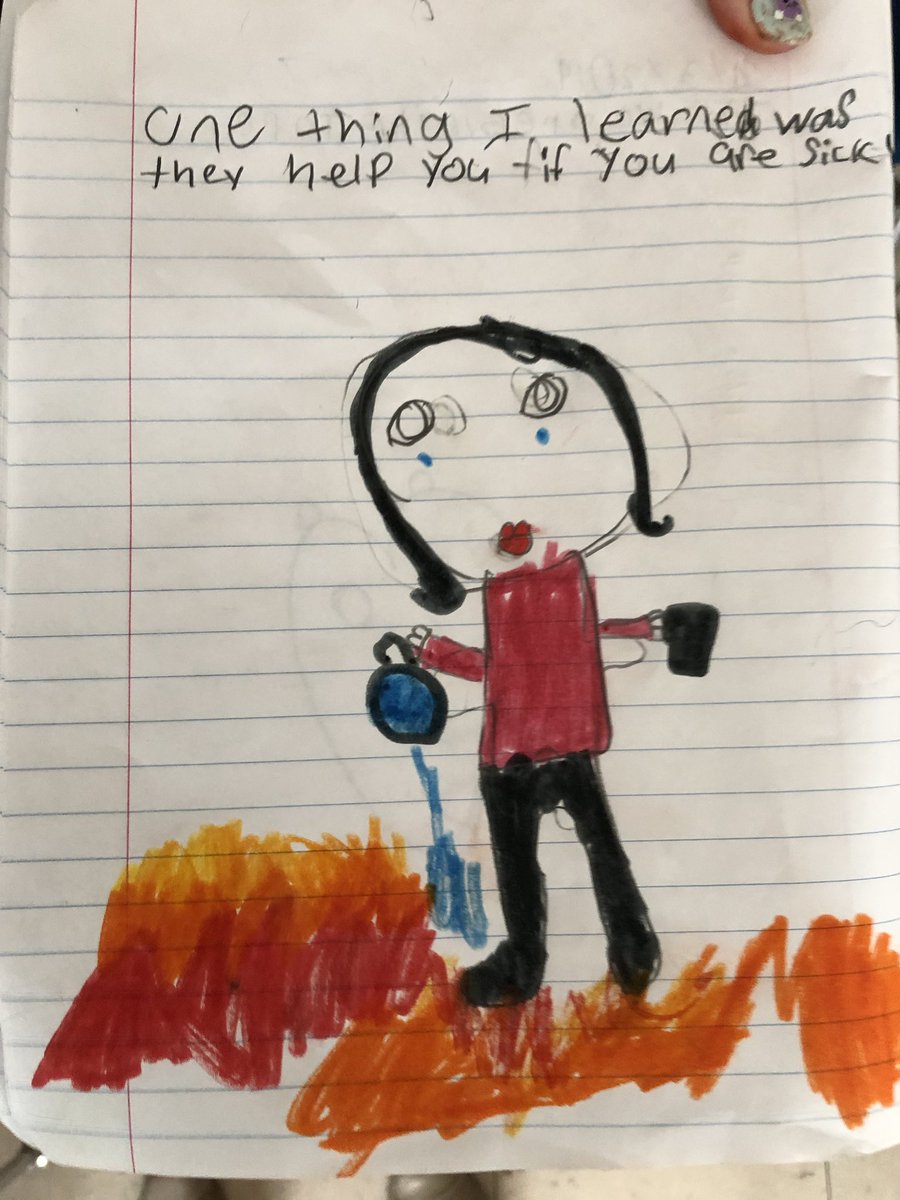 megan_madigan's tweet photo. First grade students had a visit from firefighters in our community! We learned so many new things and couldn’t wait to write about them. #BCPSOSS https://t.co/AnZRfz0VL0