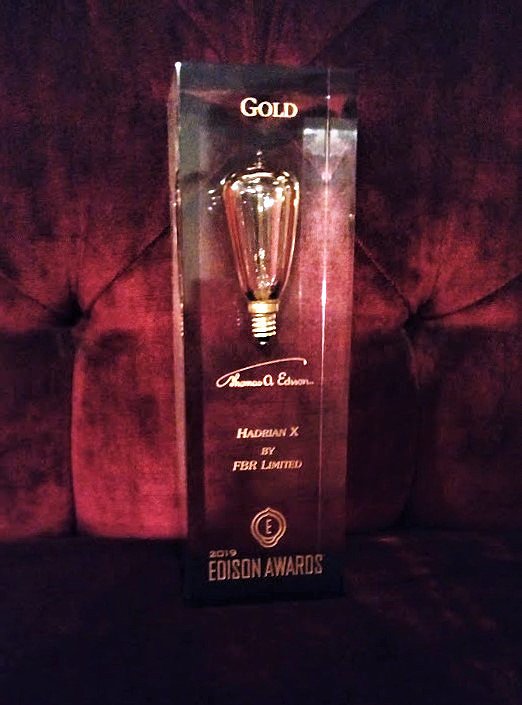 FBR's tweet image. $FBR is thrilled to be the recipient of a GOLD @EdisonAwards in Robotics for #HadrianX! Chief Innovation Officer, Steve Pierz, was in attendance in #NYC to receive this accolade on behalf of the entire team. 🤖 #innovation #robotics