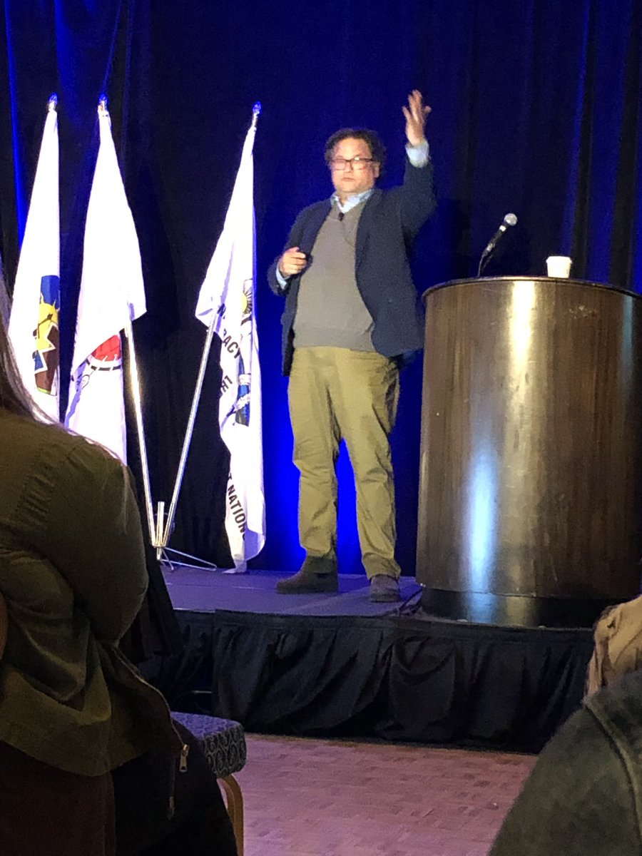 ShreeParadkar's tweet image. “My grandmother suffered (residential school) so others could be comfortable. Children suffered so Canada could be. They continue to suffer so Canada can remain.” Sobering keynote by @jessewente at #CASS #FNMIed gathering in Edmonton