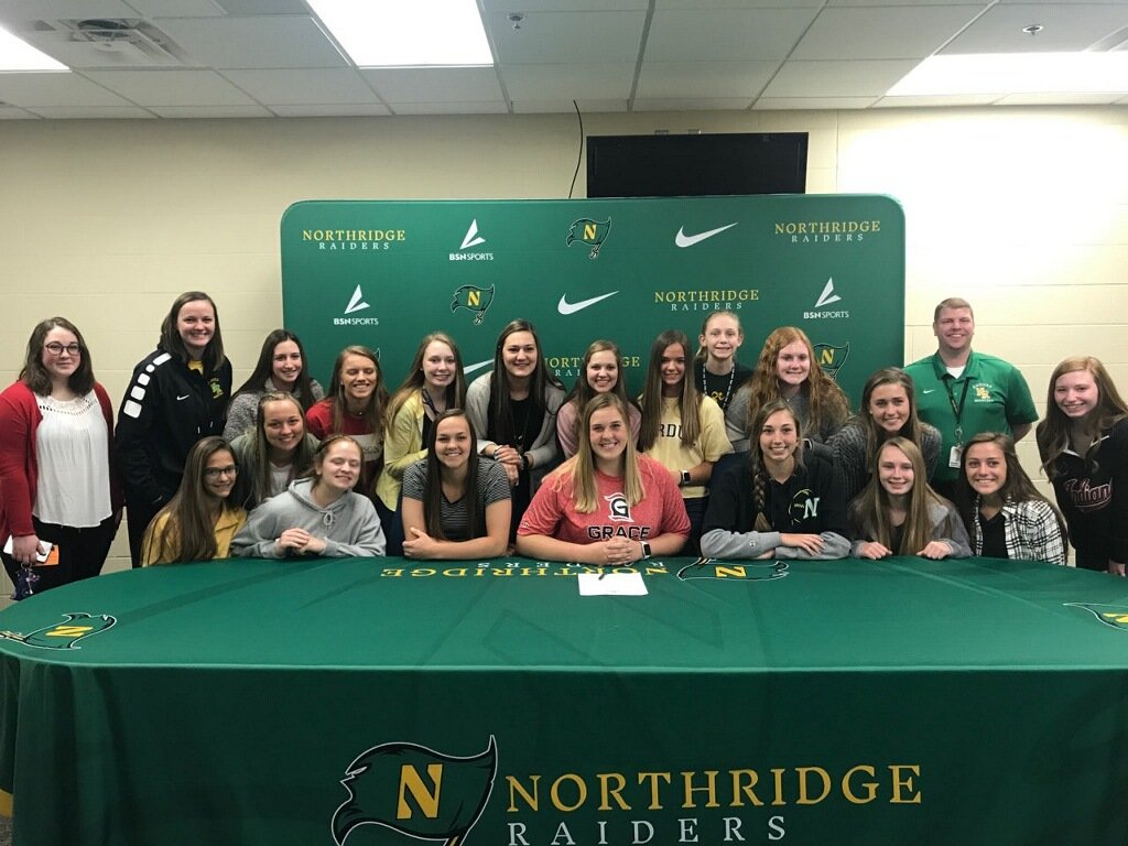 NRRaidersGBB's tweet photo. Congrats to senior Ashley Beckler who signed with Grace this morning to further her academic and softball careers! So proud of you! #NRGBB #Family https://t.co/5wVHm29rTI