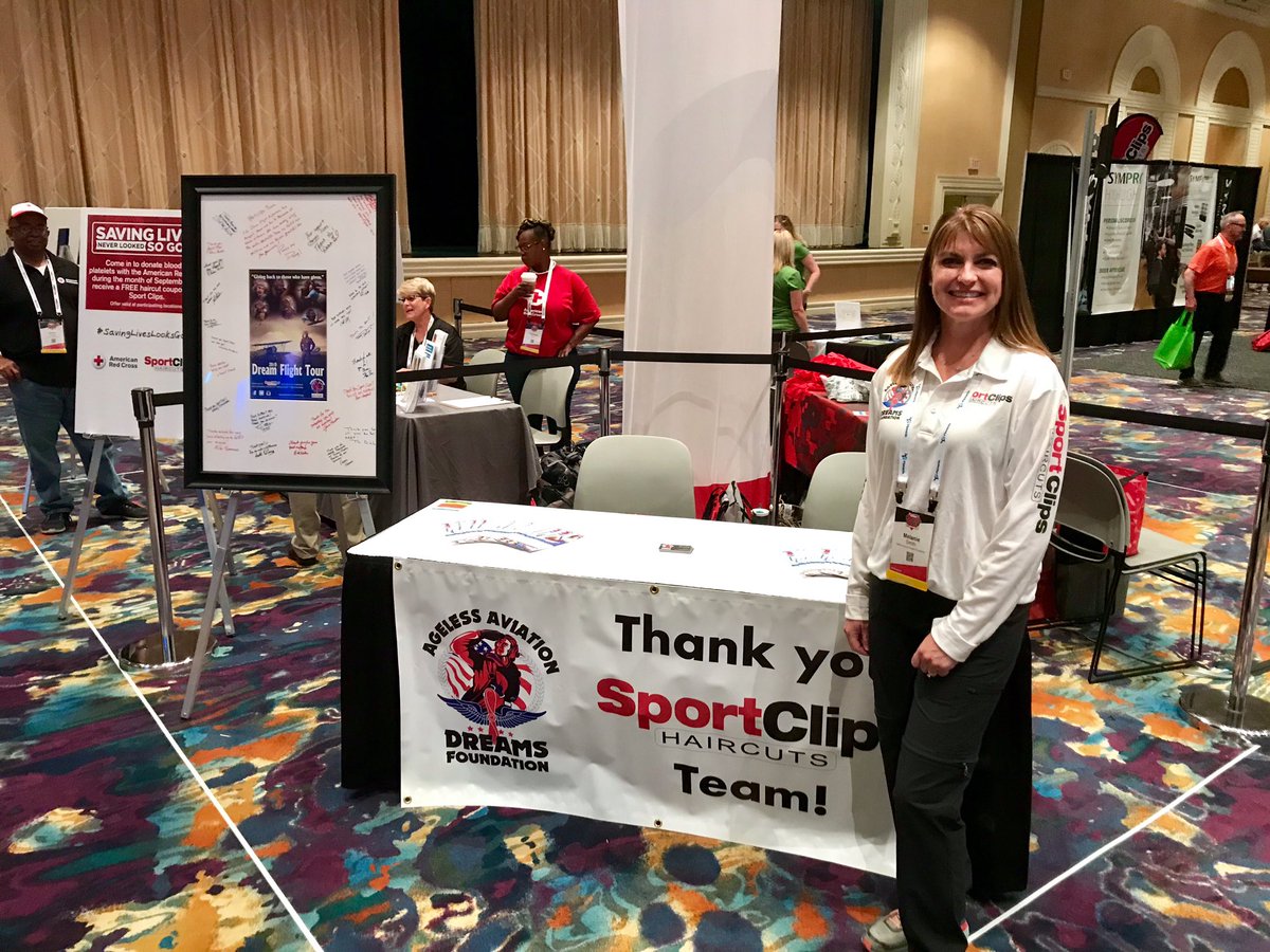DreamFlightsOrg's tweet photo. Had a great time this week with the @sportclipshaircuts team at their national #schuddle19.  We are honored to partner with such an amazing organization.  Many thanks to AADF volunteers @Mel_eggnmel Smith for their support during the event! https://t.co/Krt5zS3rWP