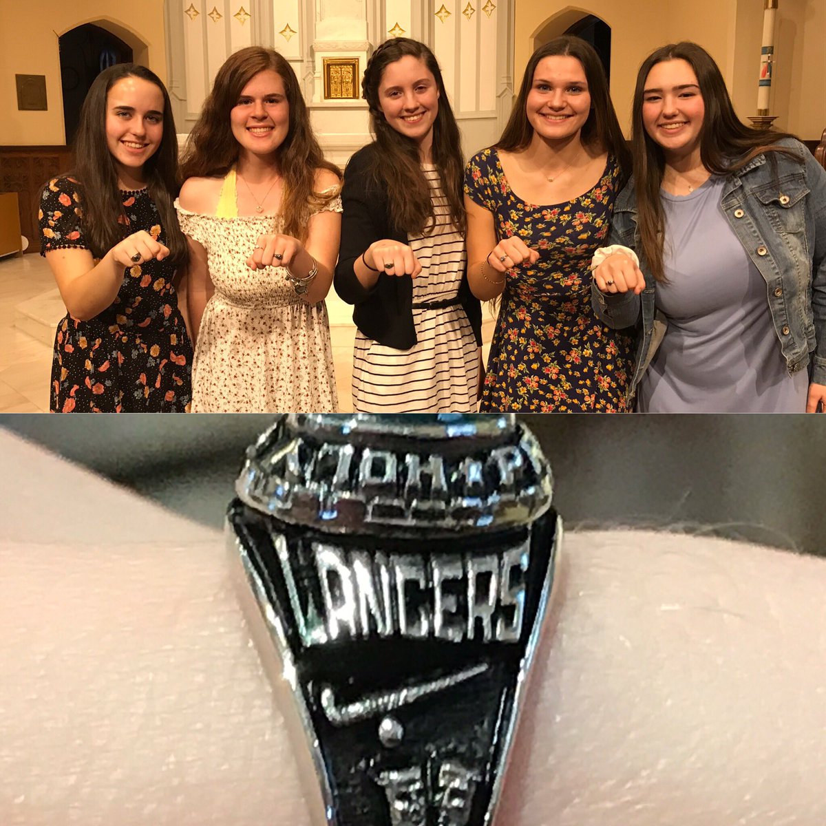 LadyLancersFH's tweet photo. Lady Lancers get their class rings!  #LadyLancers🏑 #HCPA #RingMass https://t.co/R01e8pbznq