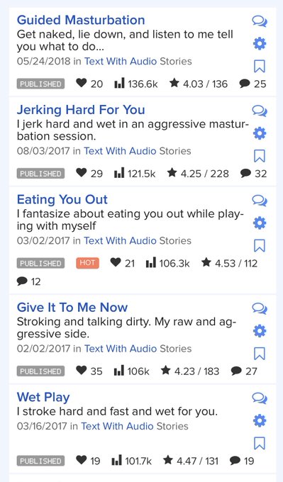 Which of my audios is your favorite? Here&rsquo;s a look at my most viewed audios on @literotica. #jaymasters45<a href="/tag/erotica"class="tags"><span>#erotica</span></a><a href="/tag/literotica"class="tags"><span>#literotica</span></a><a href="/tag/eroticaudio"class="tags"><span>#eroticaudio</span></a><a href="/tag/audioerotica"class="tags"><span>#audioerotica</span></a>