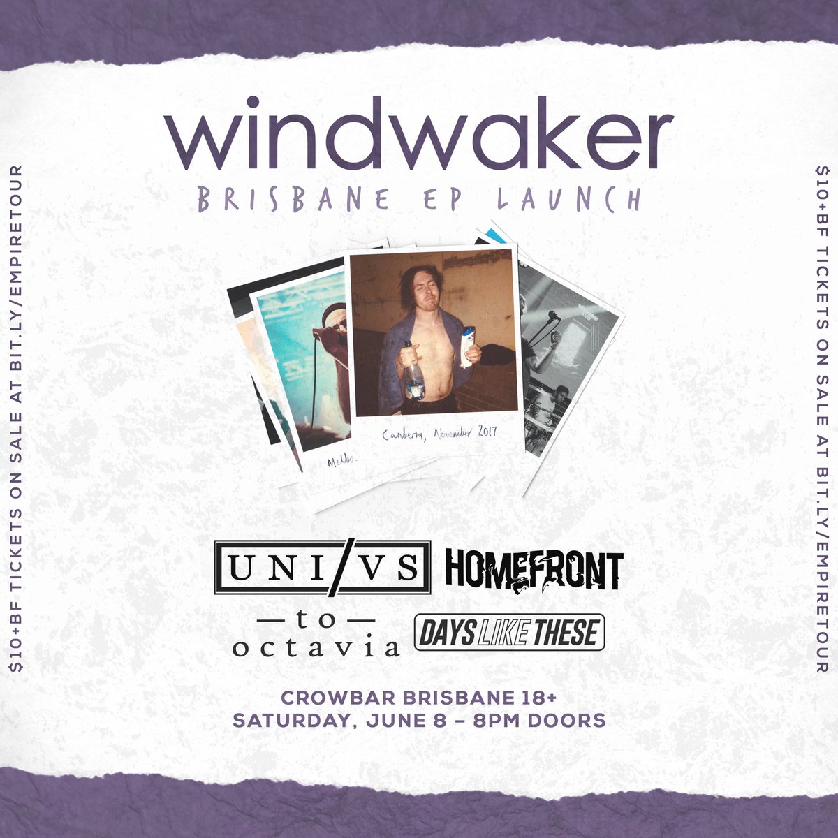 We are stoked to be apart of <a href="/windwakertweets/">Windwaker</a> Ep launch in Brisbane this June. Also joining us are @HomefrontAU , To Octavia &amp; <a href="/daysliketheseau/">Days Like These</a> . This show is going to be wild!
