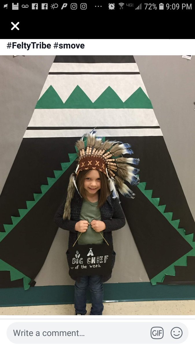 NotYourMascot's tweet photo. There is an elementary school in Waxahachie, Texas regularly dressing children in faux warbonnets, each as "Big Chief of the Week."

#racism #education https://t.co/PmE2WNM4VO
