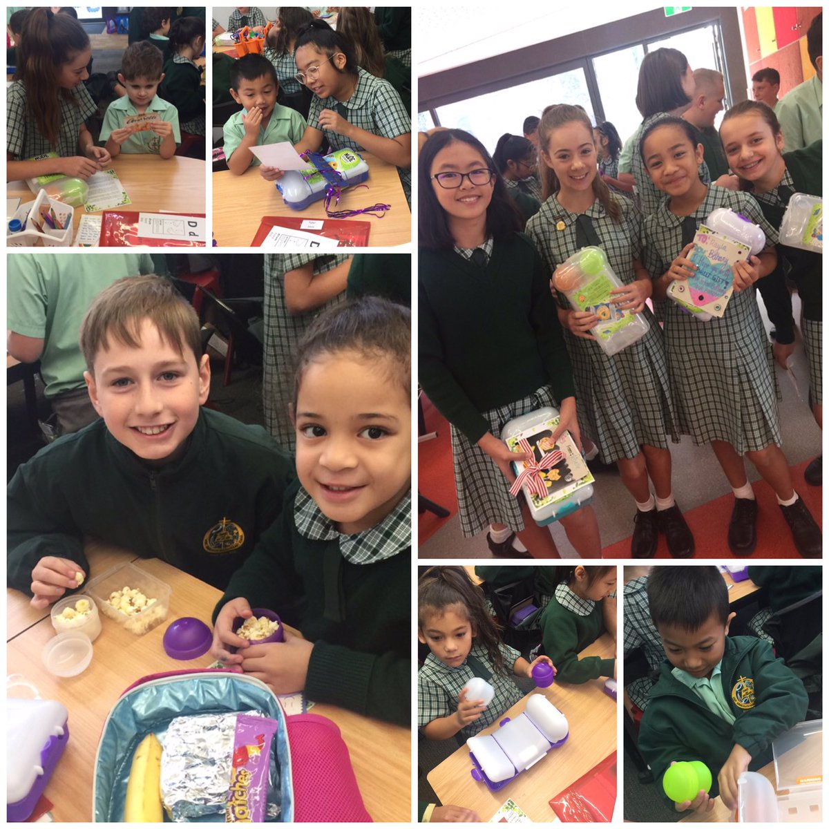 Year 6 were excited to gift their Kinder Buddies with eco friendly lunchboxes today. #environmentaleducation #trashfree #lunch #school #education